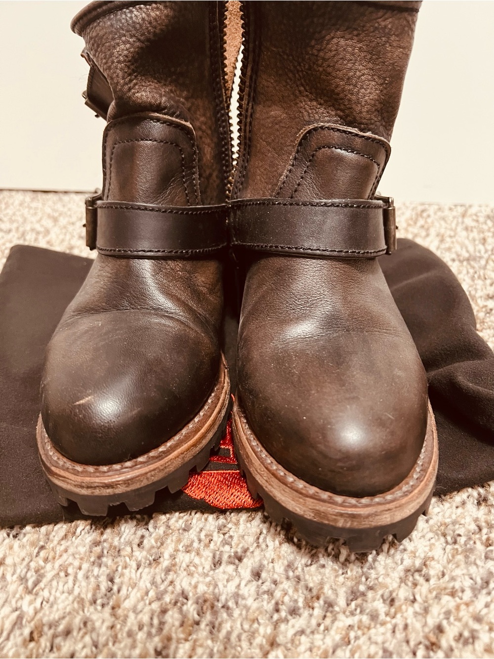 freebird Dark Brown Leather Lug Sole Ankle Boots
